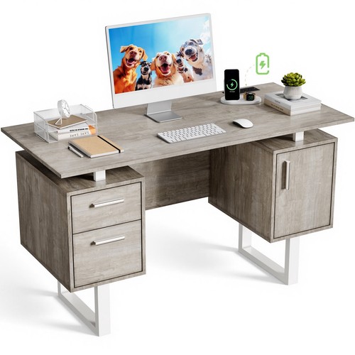 Modern gray computer desk - gray,