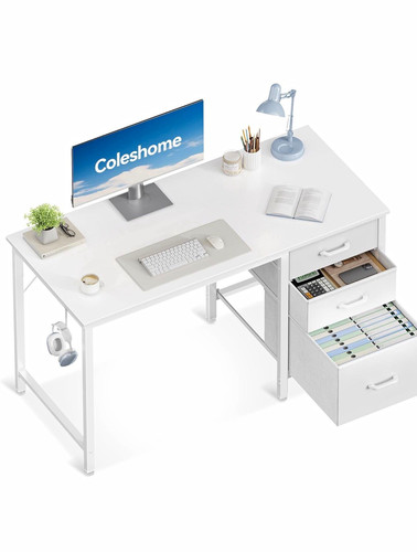 Coleshome white computer desk - computer,