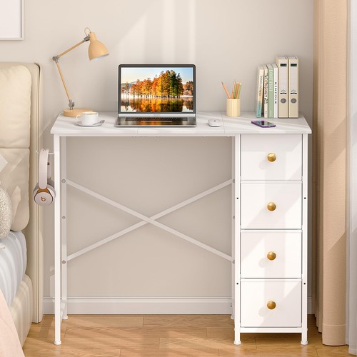 Small white desk with - small, drawers